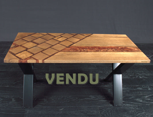 Table basse Chêne Résine Cappuccino BORDS DROITS (A050)