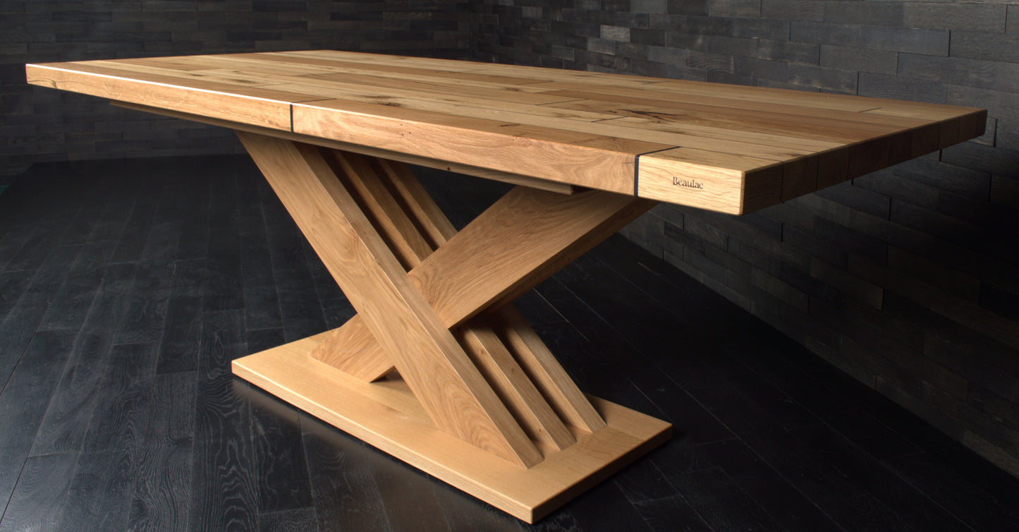 Table chêne massif vernis mat résine "Wet Alphalt" N°A108