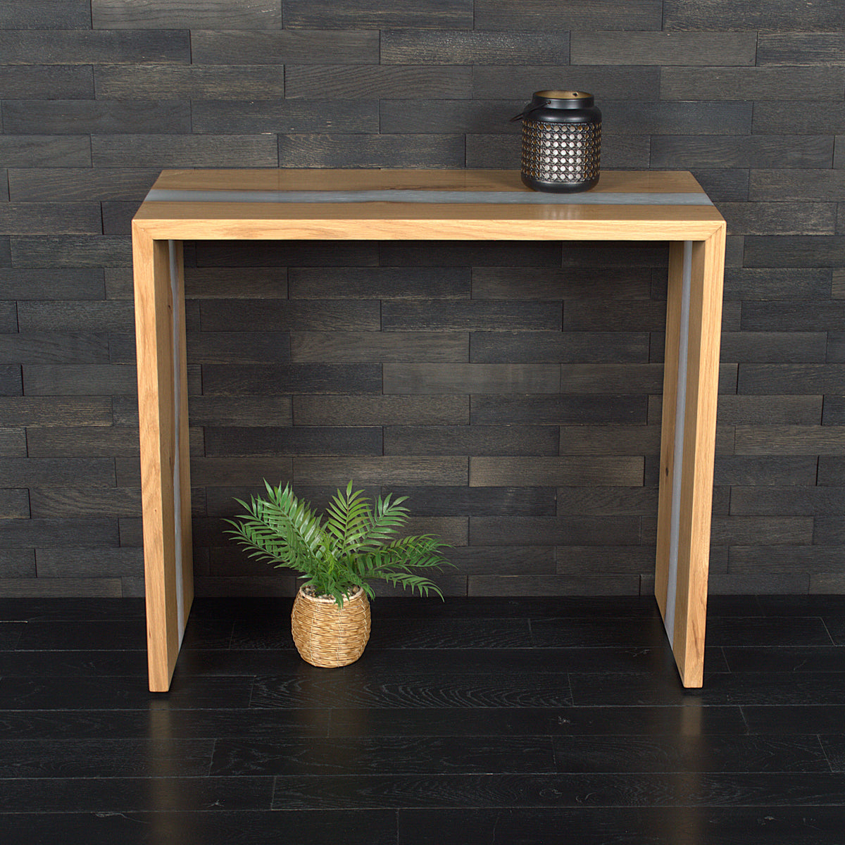 Console en chêne massif et résine Snow White – 857 × 380 × 755 mm (N°A188)