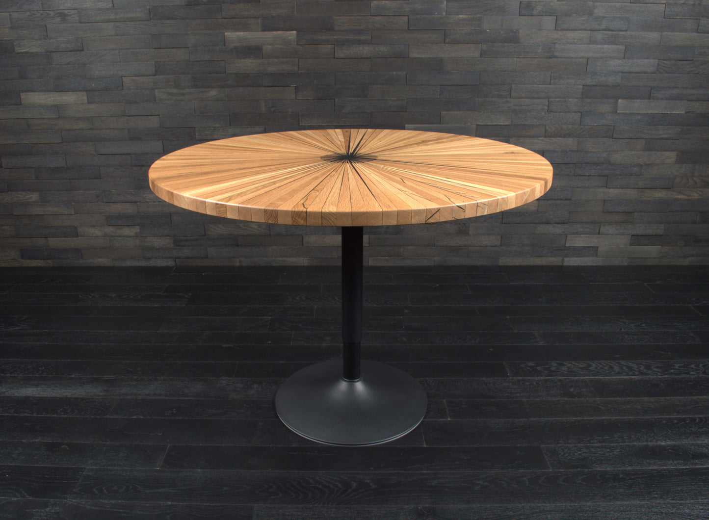 Plateau rond chêne "soleil " vernis bord droit Diam 1000mm (A103)