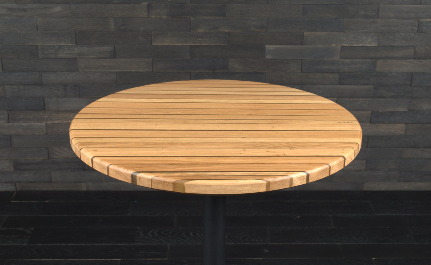 Plateau Bistrot chêne massif 700mm résine "GOLD RUCH" vernis mat (N°A102)