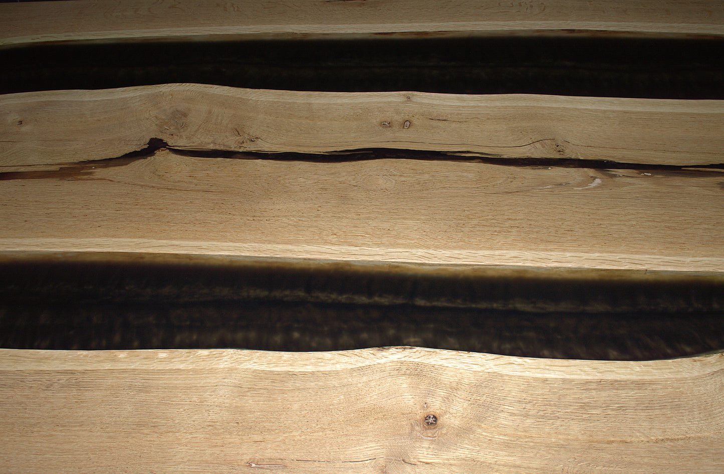 Plateau de table "Double rivière" chêne massif 2400X990mm & résine Expresso vernis Oceanic N°A137