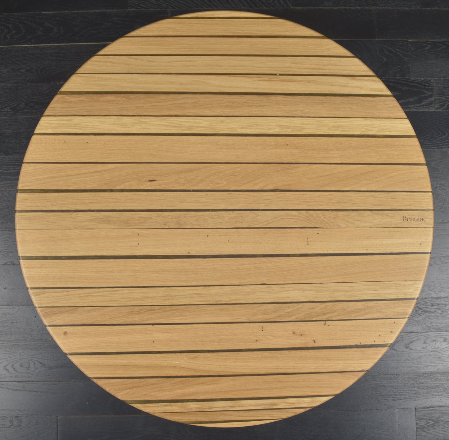 Plateau Bistrot chêne massif 700mm résine "GOLD RUCH" vernis mat (N°A102)