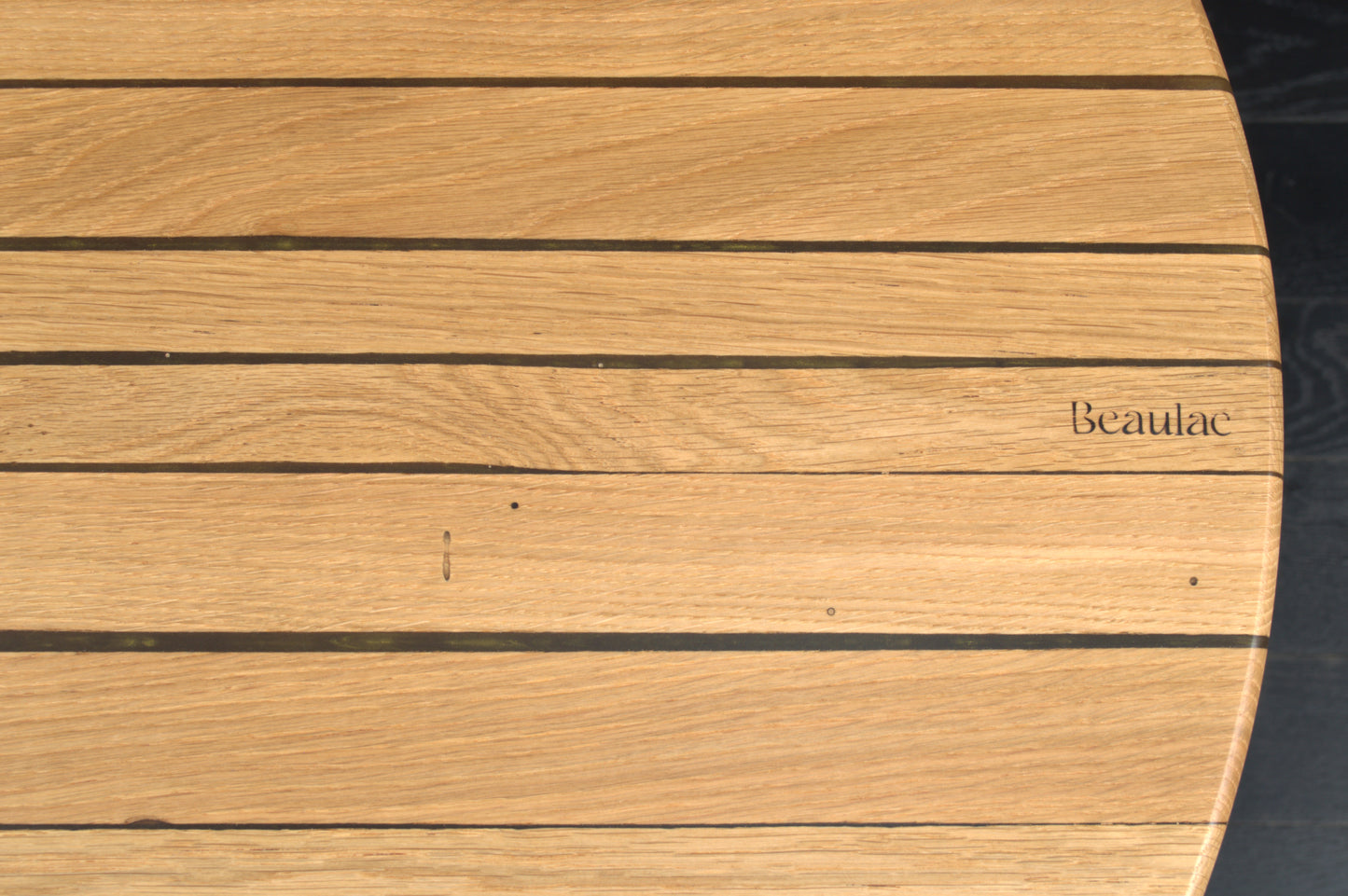 Plateau Bistrot chêne massif 700mm résine "GOLD RUCH" vernis mat (N°A102)