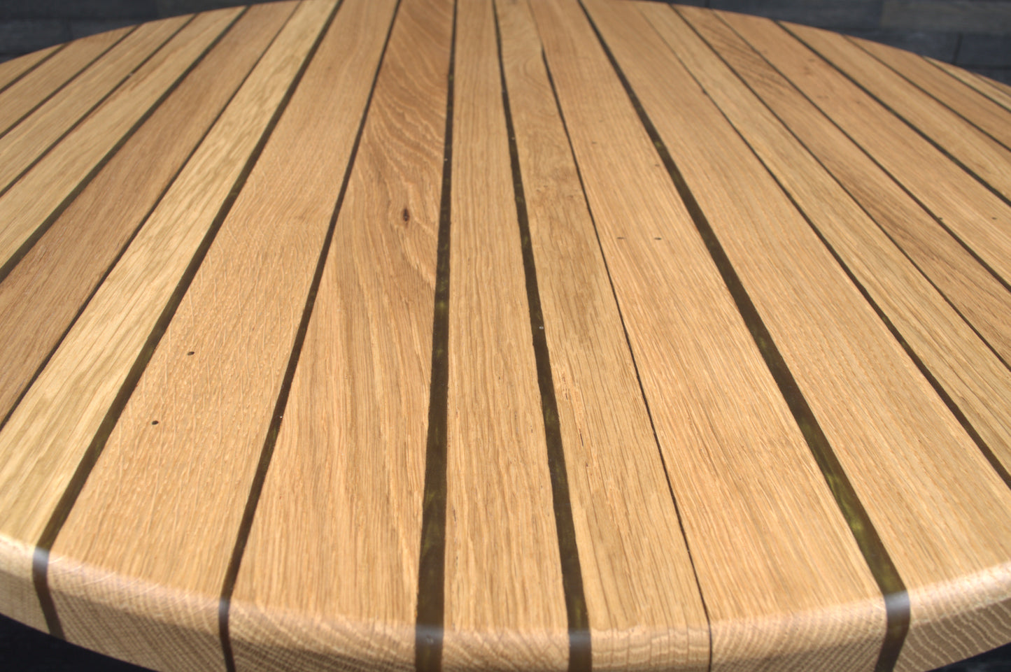 Plateau Bistrot chêne massif 700mm résine "GOLD RUCH" vernis mat (N°A102)