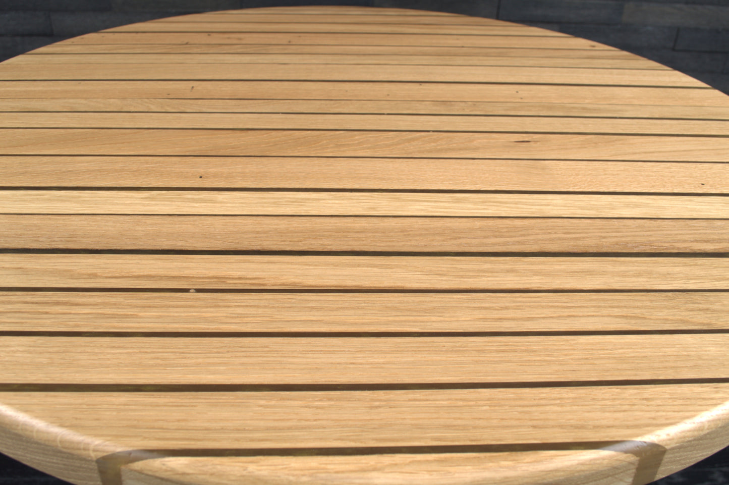 Plateau Bistrot chêne massif 700mm résine "GOLD RUCH" vernis mat (N°A102)