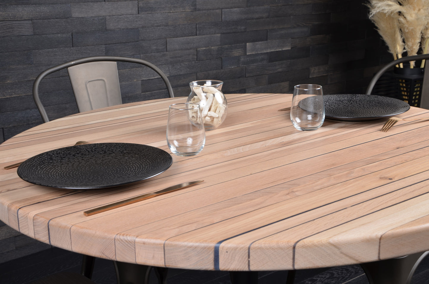 Plateau chêne 1100mm résine STERLING GREY vernis mat (N°A075)