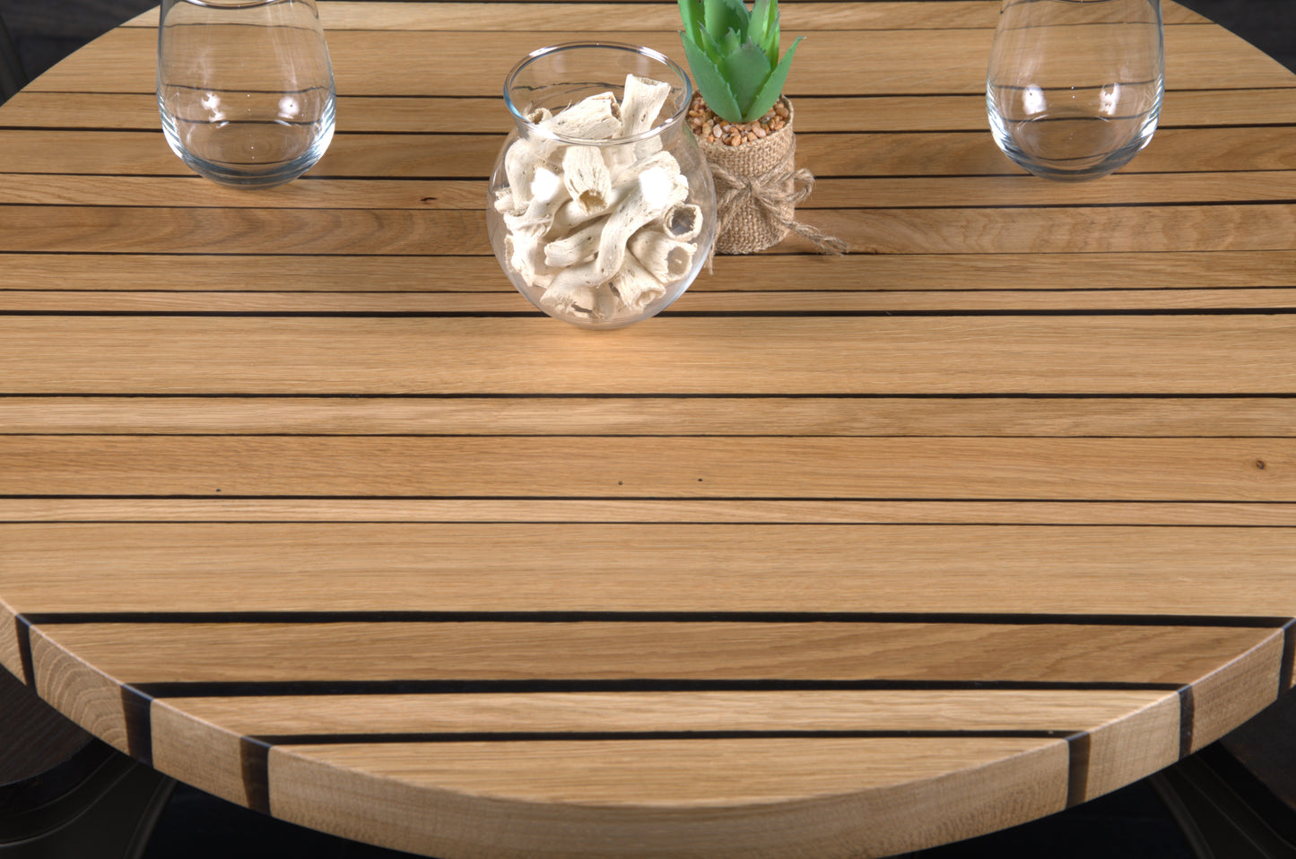PLATEAU CHÊNE 680 MM " ESPRIT BISTROT " RESINE WET ASPHALT (N° A072)
