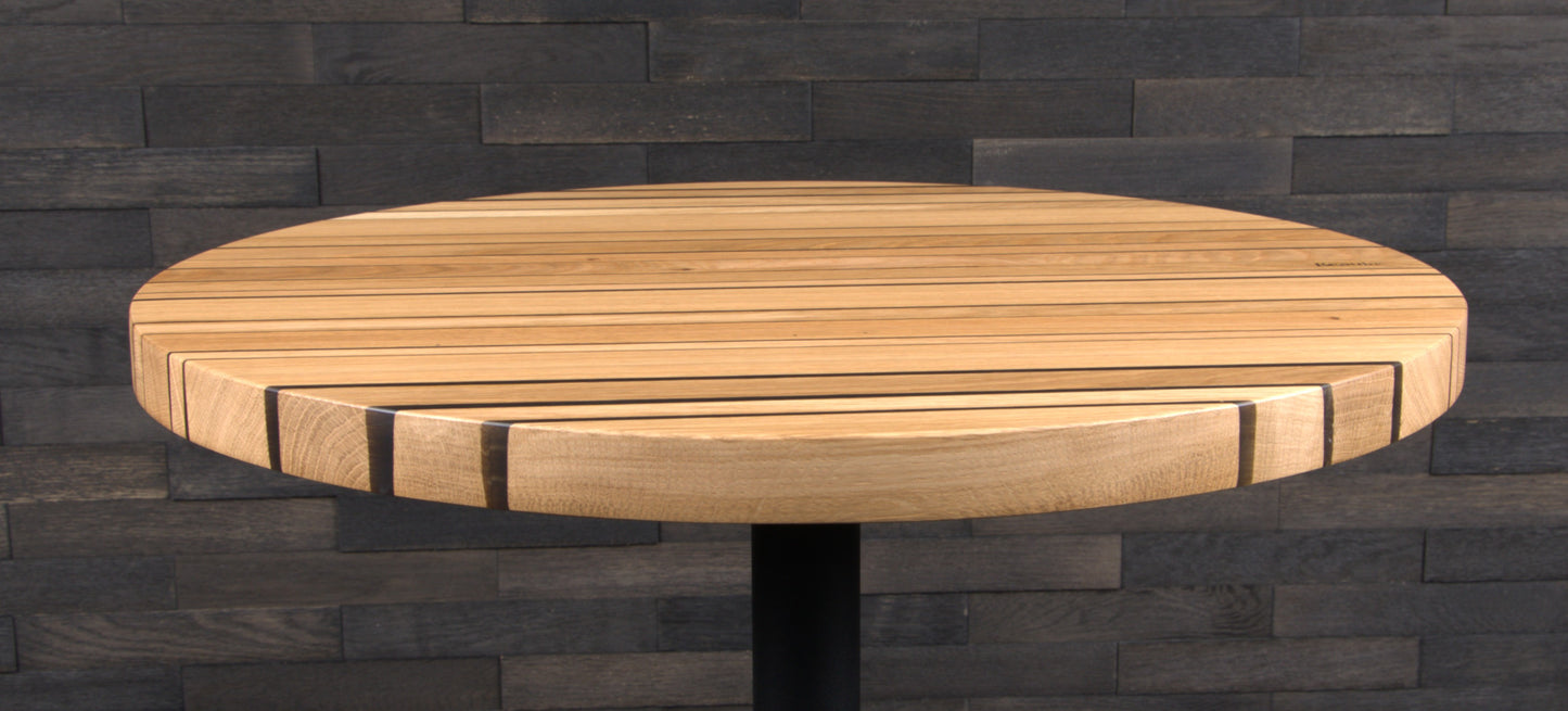 PLATEAU CHÊNE 680 MM " ESPRIT BISTROT " RESINE WET ASPHALT (N° A072)