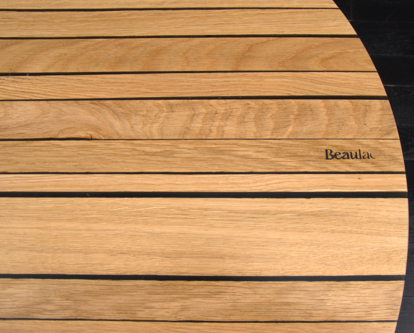 PLATEAU CHÊNE 680 MM " ESPRIT BISTROT " RESINE WET ASPHALT (N° A072)