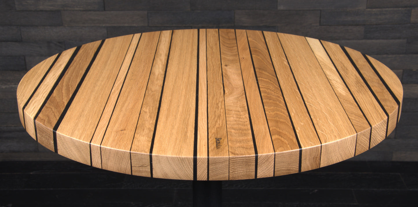 PLATEAU CHÊNE 680 MM " ESPRIT BISTROT " RESINE WET ASPHALT (N° A072)
