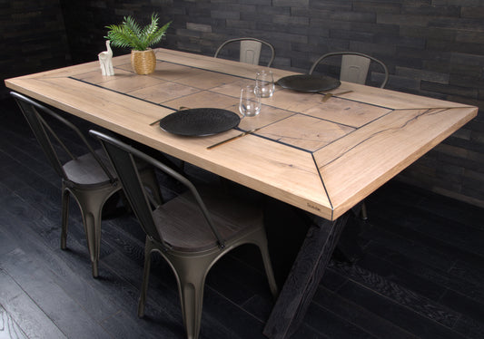 Table chêne massif 1990x990mm vernis mat (N°A081)