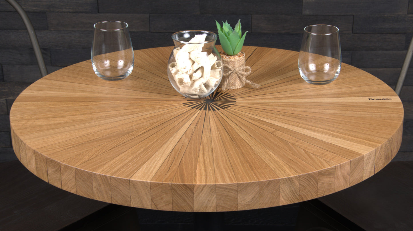 PLATEAU CHENE 680 MM " BISTROT & SOLEIL " RESINE BLACK ICE (N° A073)