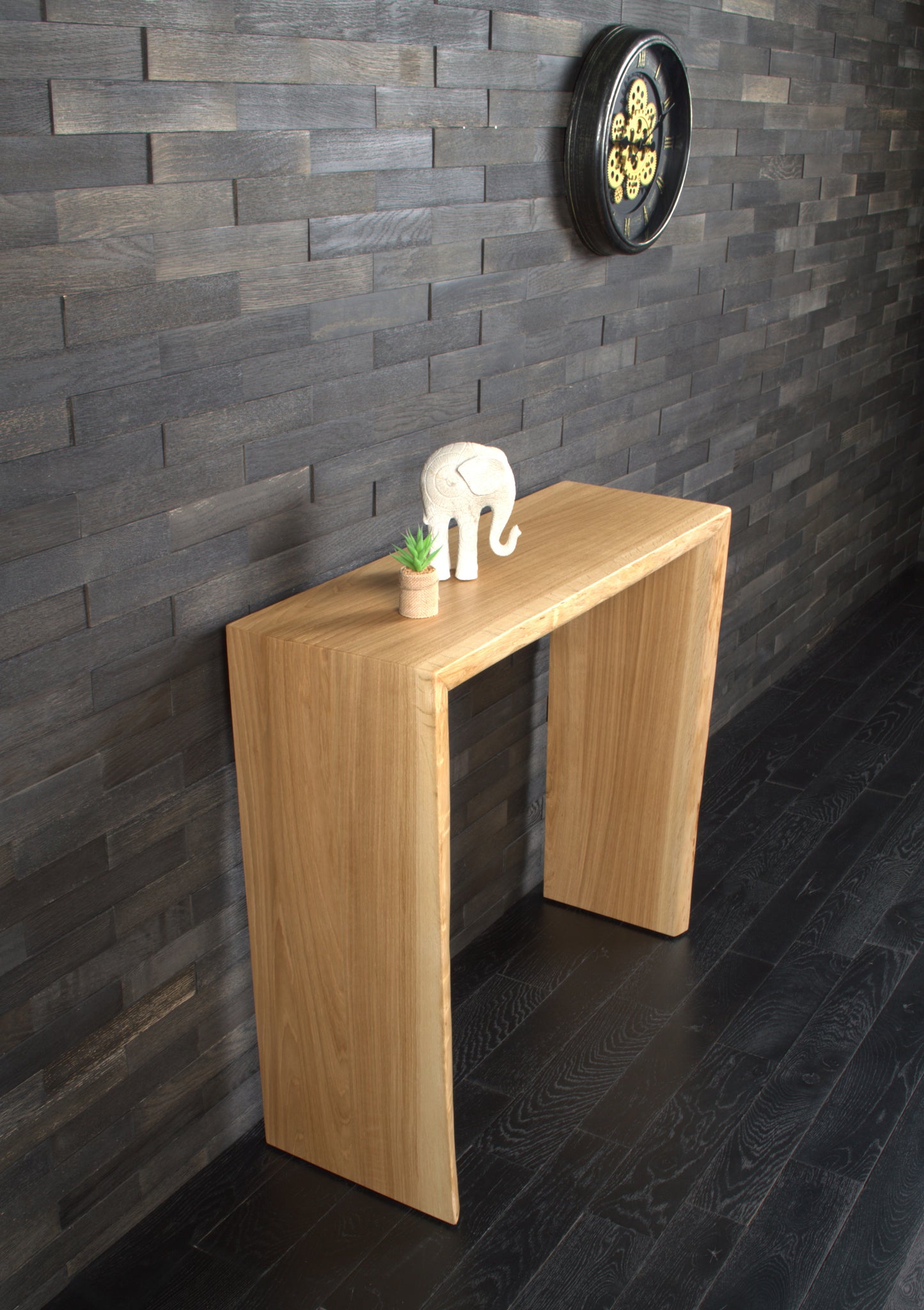 Console murale chêne massif 950X860mm bords nature vernis mat (N°A171)