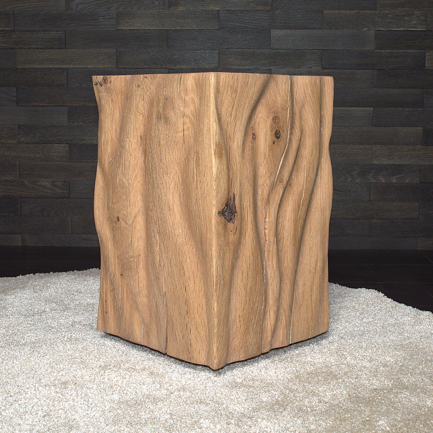 Plot décoratif artisanal en chêne massif 450X300X300mm N°A145