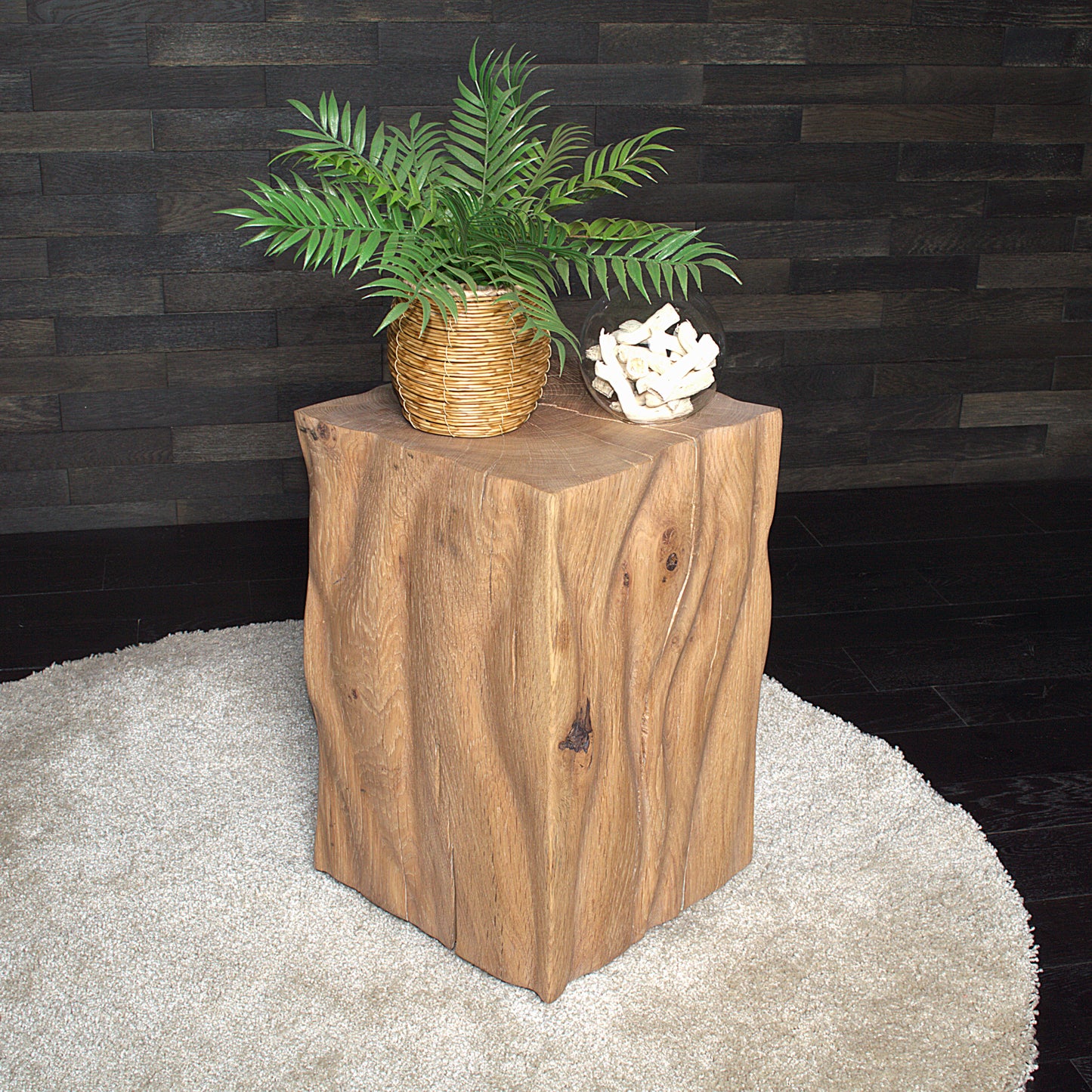 Plot décoratif artisanal en chêne massif 450X300X300mm N°A145