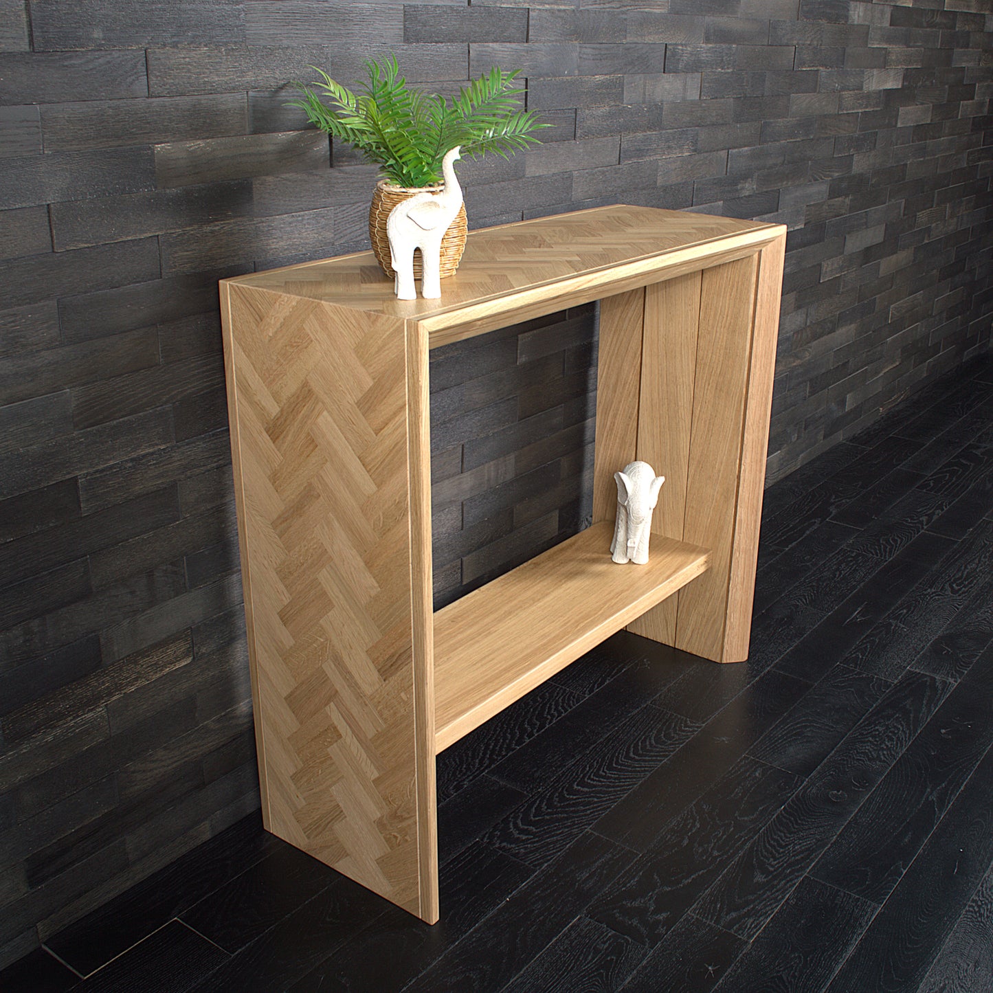 Console murale chêne 950X860mm résine gold vernis mat N°A170