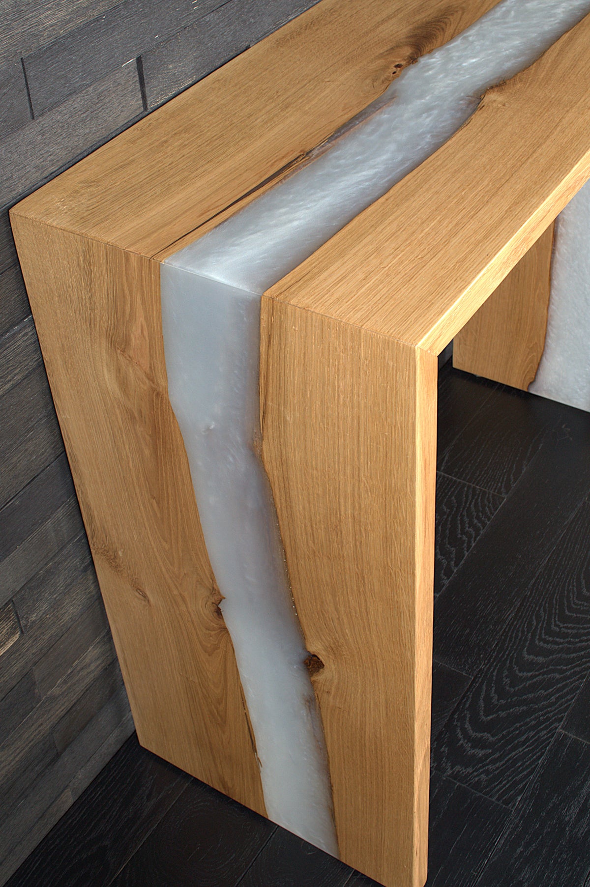 Console murale chêne résine Snow white 857X380Xht755mm  (N°A188)