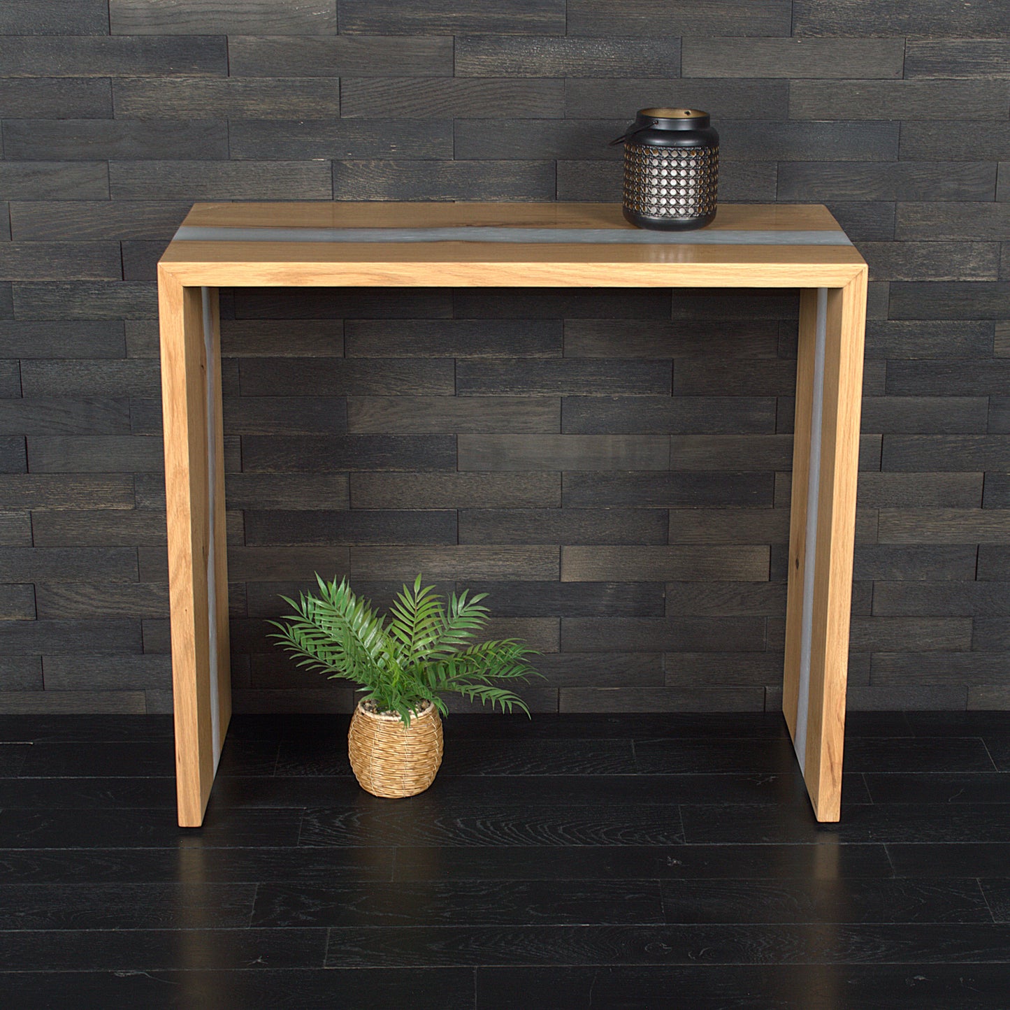 Console murale chêne résine Snow white 857X380Xht755mm  (N°A188)