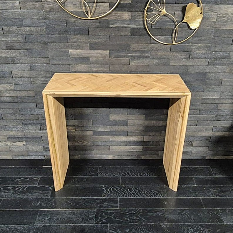 Console murale "YIN YANG" chêne 950X860 mm résine gold vernis mat (N°A166)