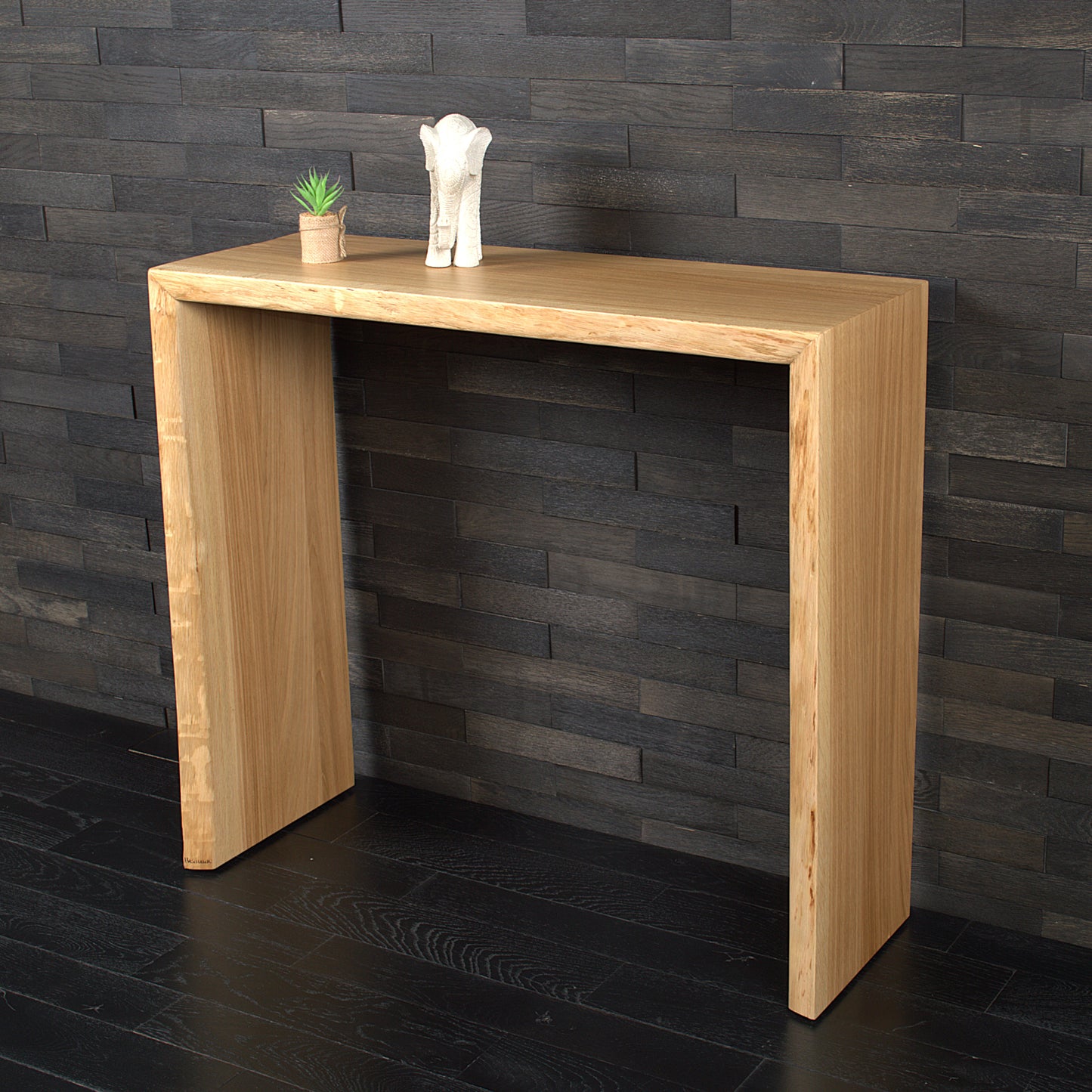 Console murale chêne massif 950X860mm bords nature vernis mat (N°A171)