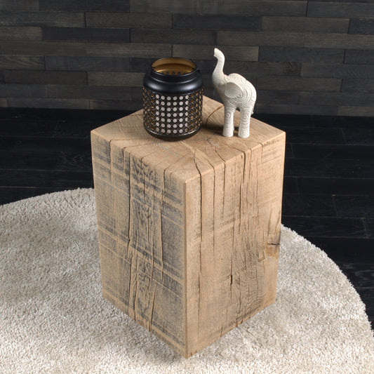 Plot décoratif artisanal en chêne massif brut 450X300X300mm (N°A118)