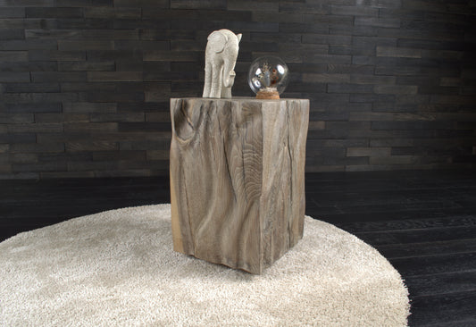Plot décoratif artisanal en chêne massif "Vintage" 450X300X300mm (N°A124)