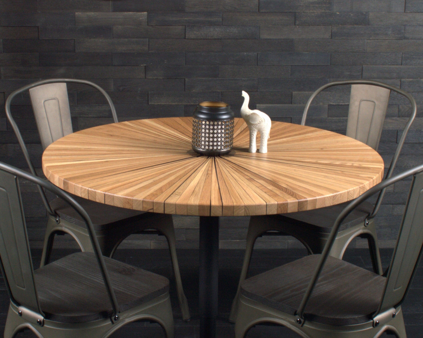 Plateau rond chêne "soleil " vernis bord droit Diam 1000mm  (A103)