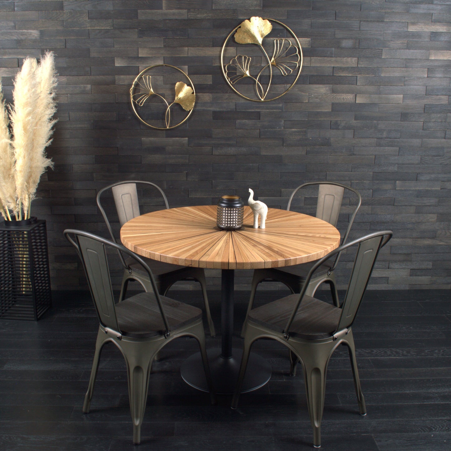 Plateau rond chêne "soleil " vernis bord droit Diam 1000mm  (A103)