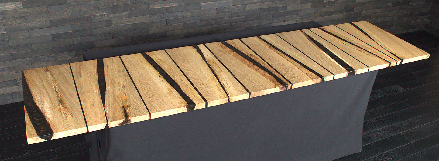 Plan de travail chêne massif & résine RUSTY EXPRESSO 2400X600mm vernis mat (N°A113)