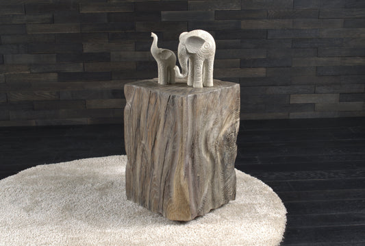 Plot décoratif artisanal en chêne massif "Vintage"450X300X300mm (N°A123)