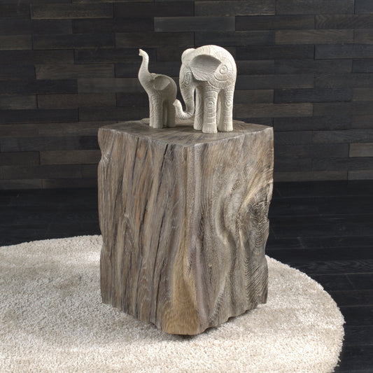 Plot décoratif artisanal en chêne massif "Vintage"450X300X300mm (N°A123)