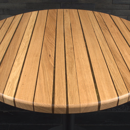 Plateau Bistrot chêne massif 700mm résine "GOLD RUCH" vernis mat (N°A102)