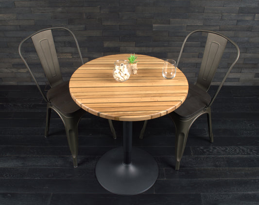 Plateau Bistrot chêne massif 700mm résine "GOLD RUCH" vernis mat (N°A102)
