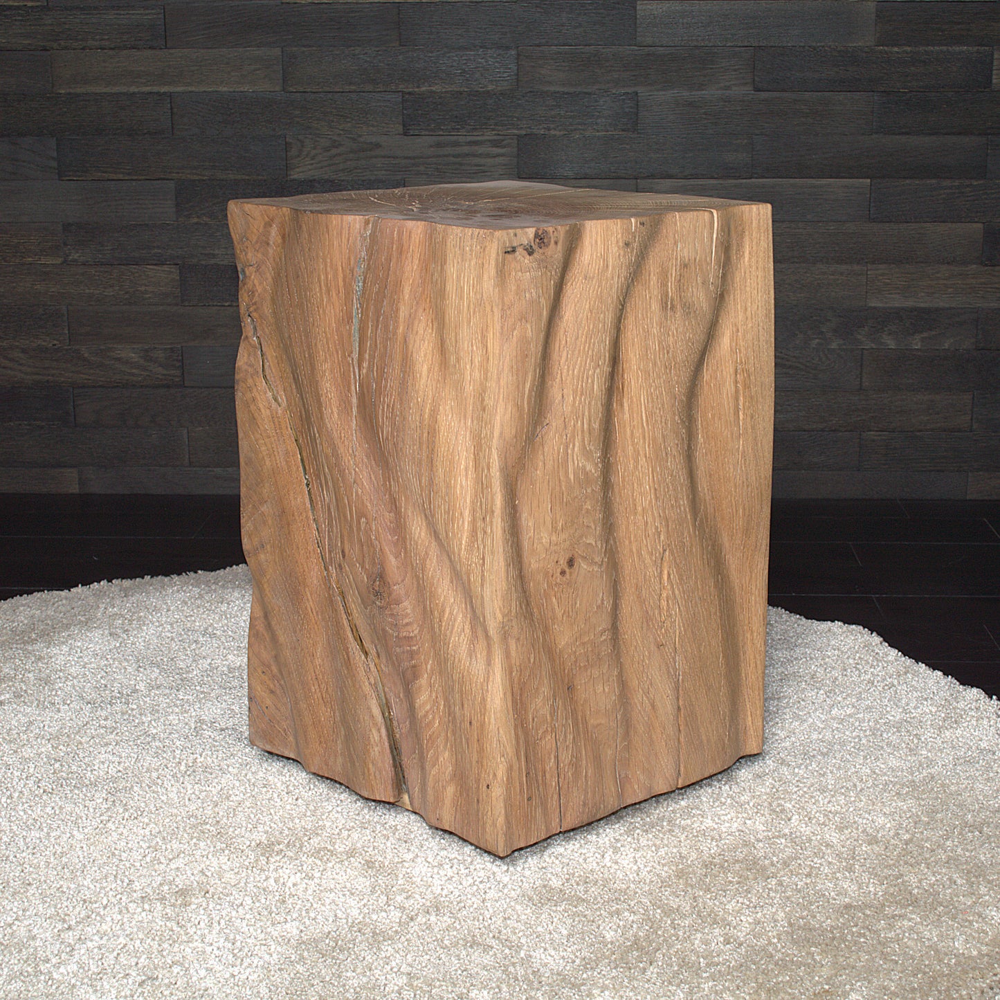 Plot décoratif artisanal en chêne massif 450X300X300mm N°A145