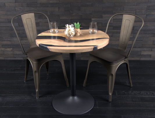 PLATEAU EN NOYER 680 MM " ESPRIT BISTROT " RESINE RUSTY (N° A077)