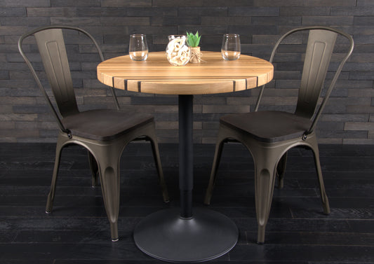 PLATEAU CHÊNE 680 MM " ESPRIT BISTROT " RESINE WET ASPHALT  (N° A072)