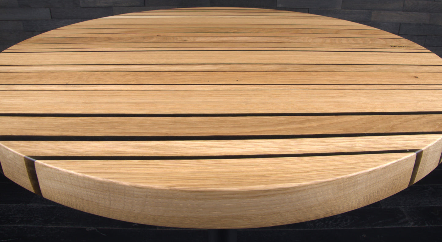 PLATEAU CHÊNE 680 MM " ESPRIT BISTROT " RESINE WET ASPHALT  (N° A072)
