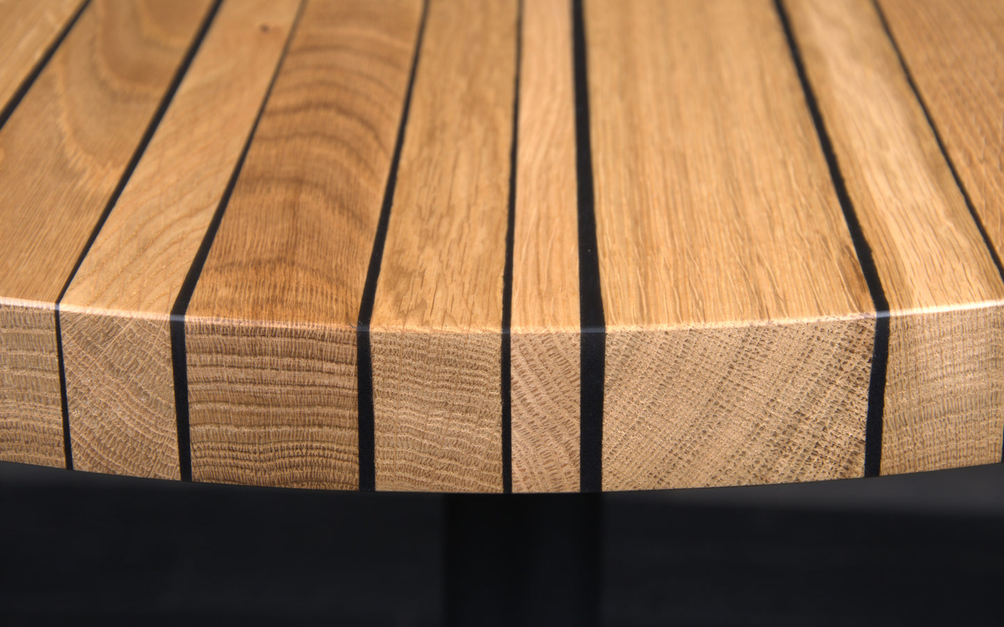 PLATEAU CHÊNE 680 MM " ESPRIT BISTROT " RESINE WET ASPHALT  (N° A072)