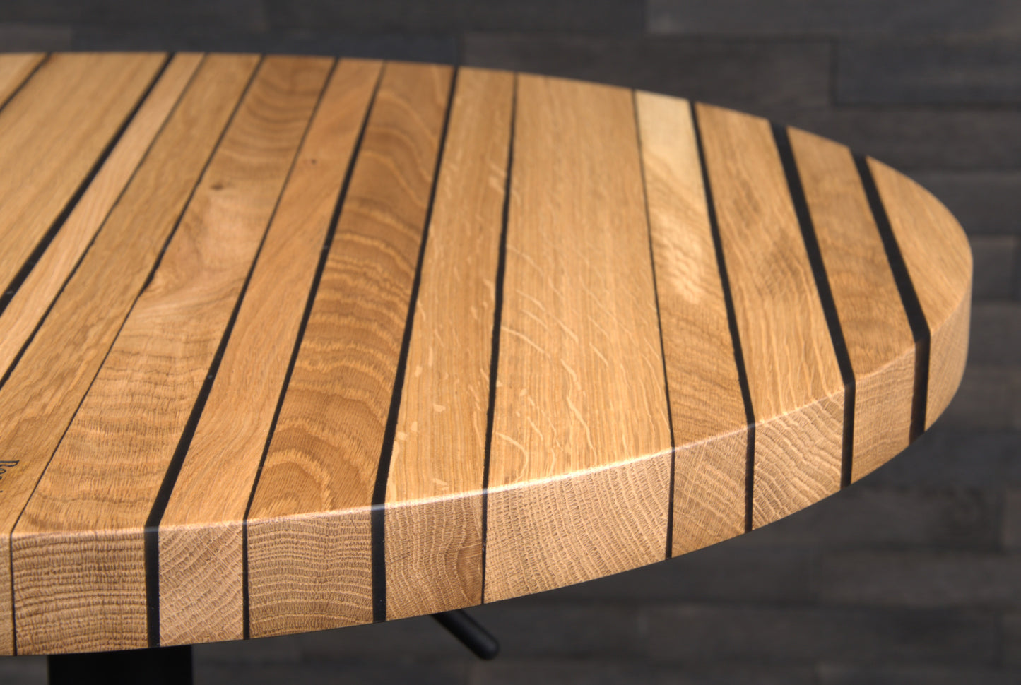 PLATEAU CHÊNE 680 MM " ESPRIT BISTROT " RESINE WET ASPHALT  (N° A072)