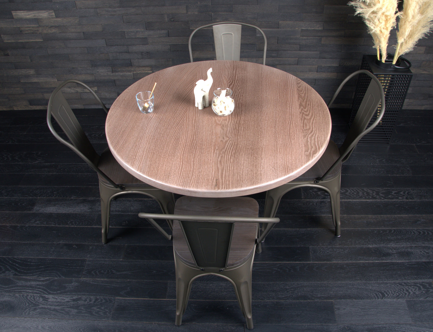 Plateau chêne massif 1000mm teinté vernis mat (N° A093)