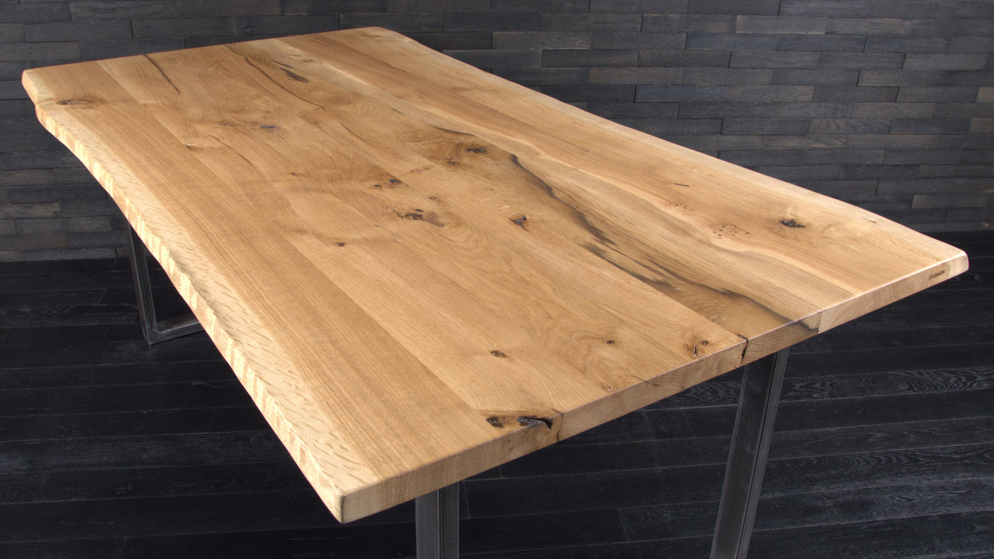 Plateau chêne 1800 x 910 insert " S " vernis BORDS NATURE (A058)