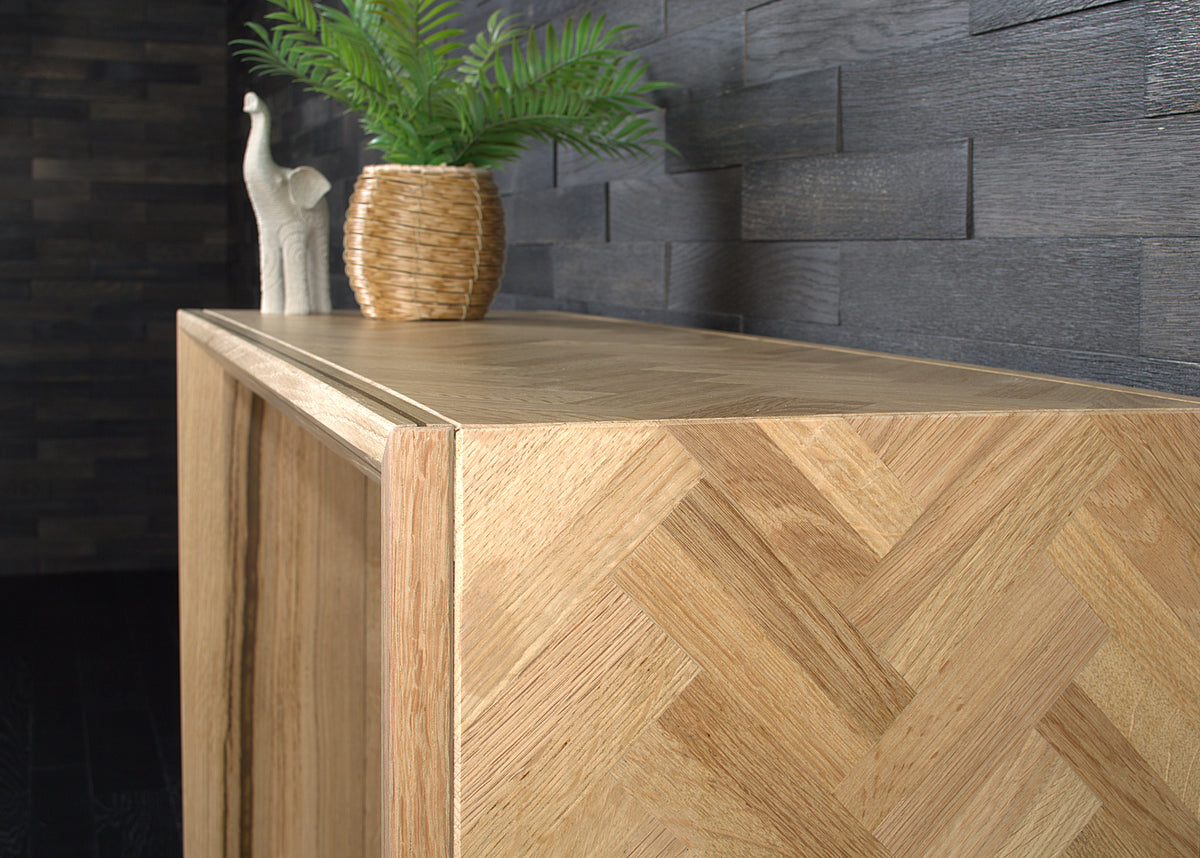 Console en chêne massif et résine Gold – N°A170