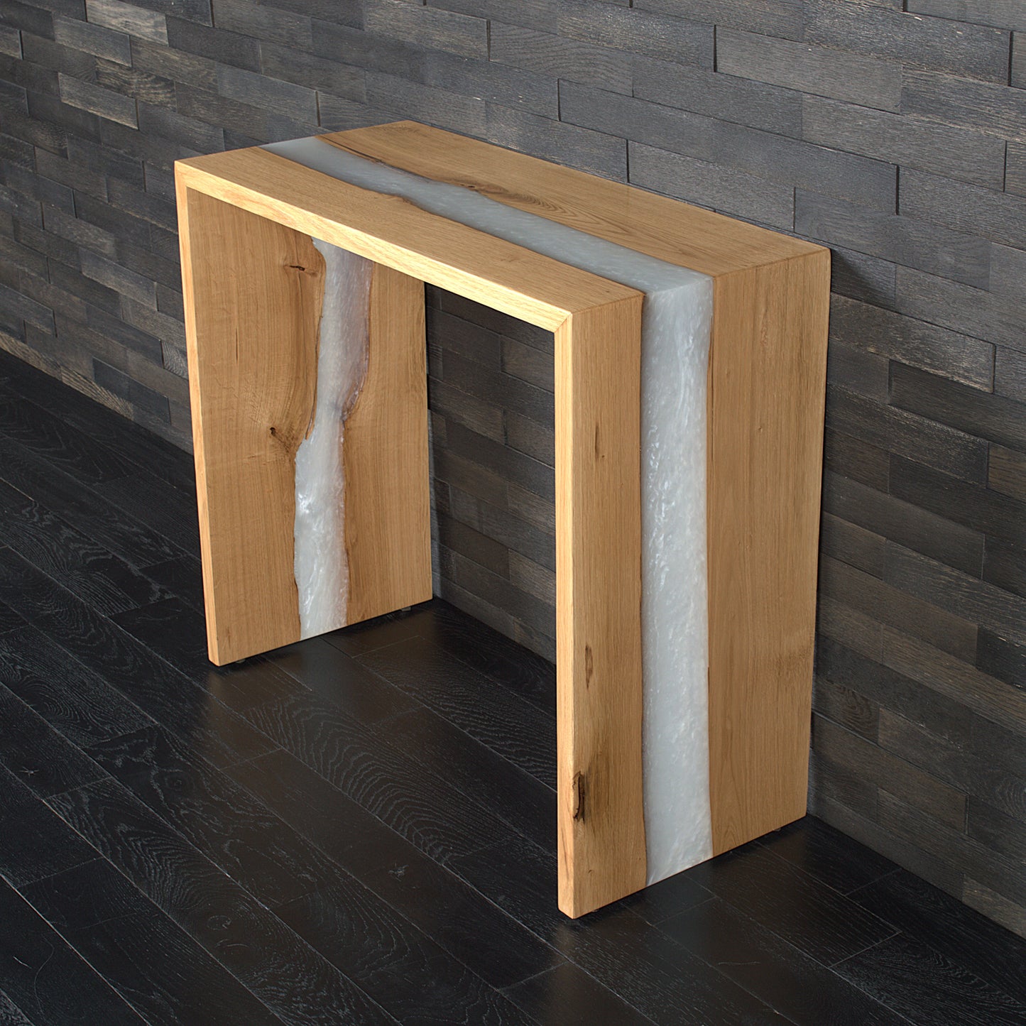 Console murale chêne résine Snow white 857X380Xht755mm  (N°A188)