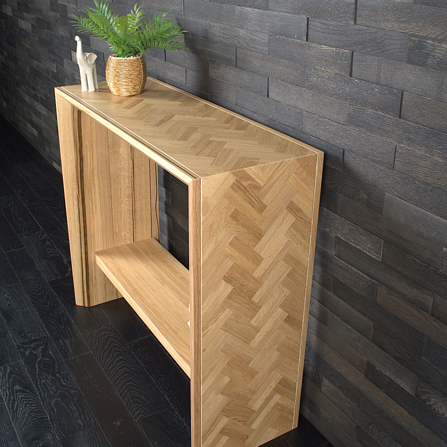 Console murale chêne 950X860mm résine gold vernis mat N°A170