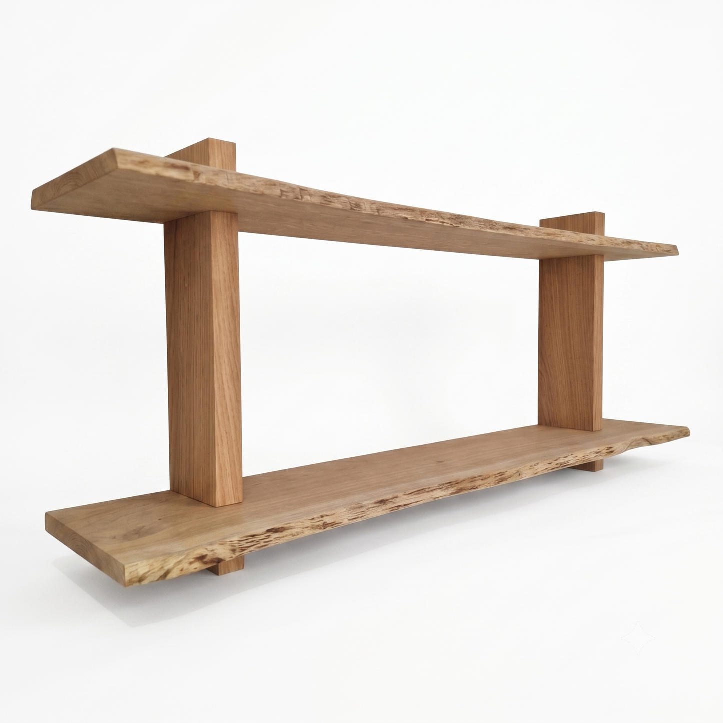 Etagère chêne brut bord Edge Nature 2 tablettes 1600X200-250X20mm (N°A182)