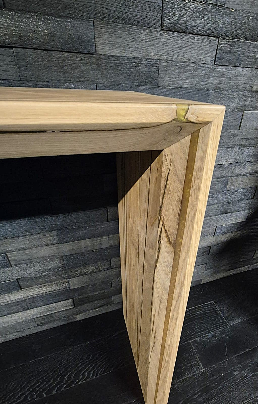 Console murale "YIN YANG" chêne 950X860 mm résine gold vernis mat (N°A166)