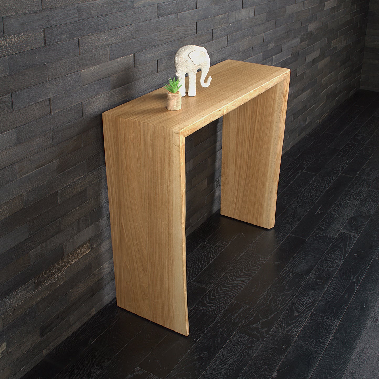 Console murale chêne massif 950X860mm bords nature vernis mat (N°A171)