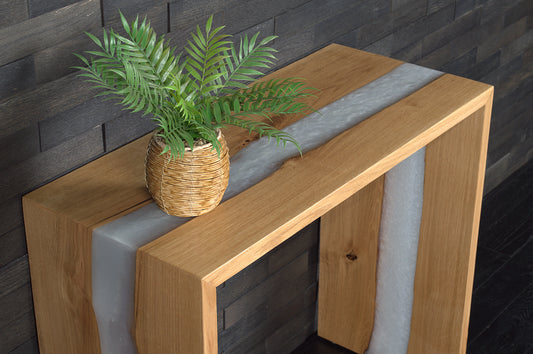 Console murale chêne résine Snow white 857X380Xht755mm  (N°A188)