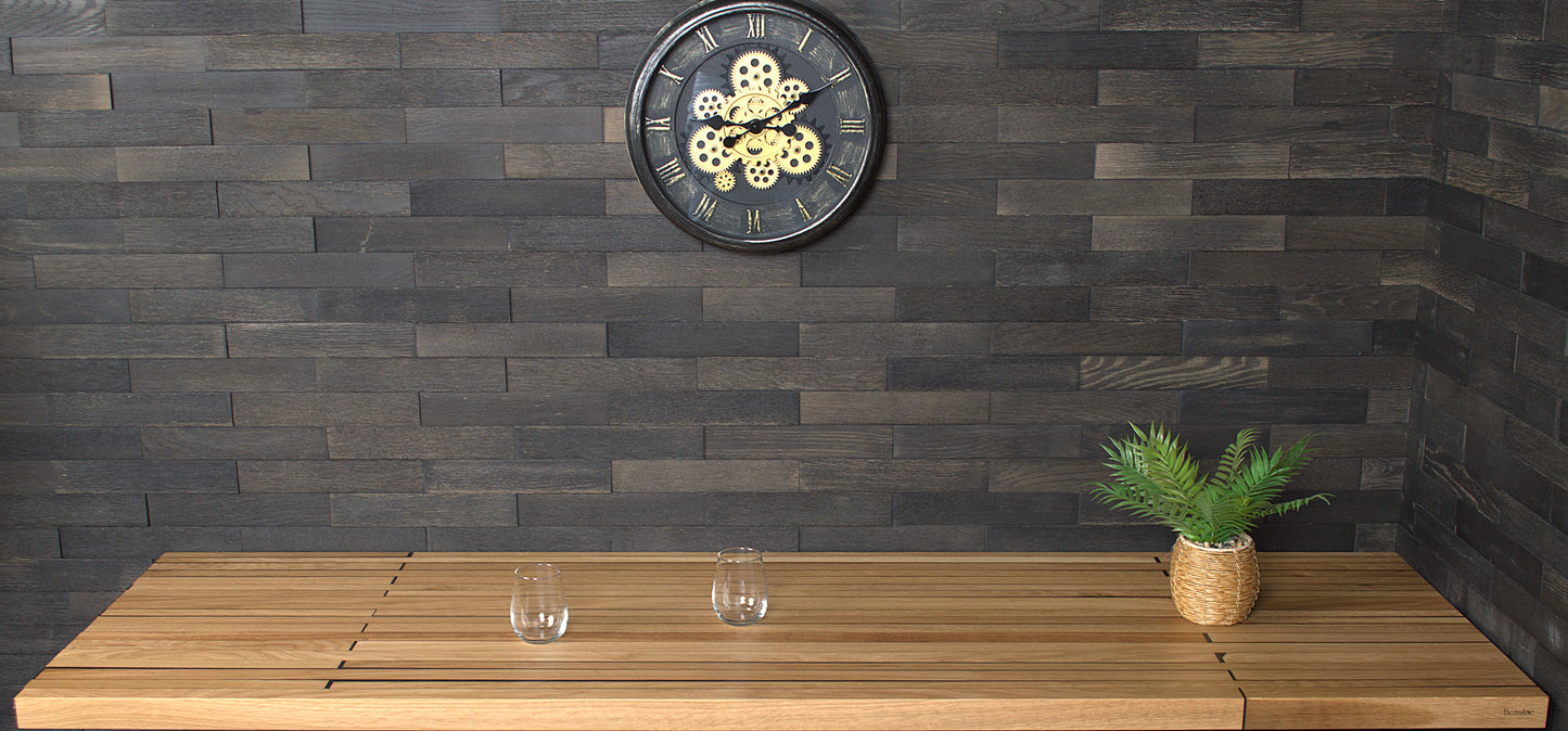 Plan de travail chêne massif résine noir 2000X600mm vernis mat N°A101